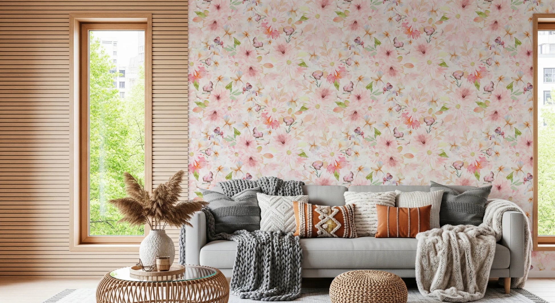 Artistic floral wallpaper for home décor