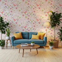 Watercolor floral wallpaper for bedroom