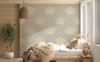 Serene Symphony timeless neutral wallpaper featuring cream leaves.