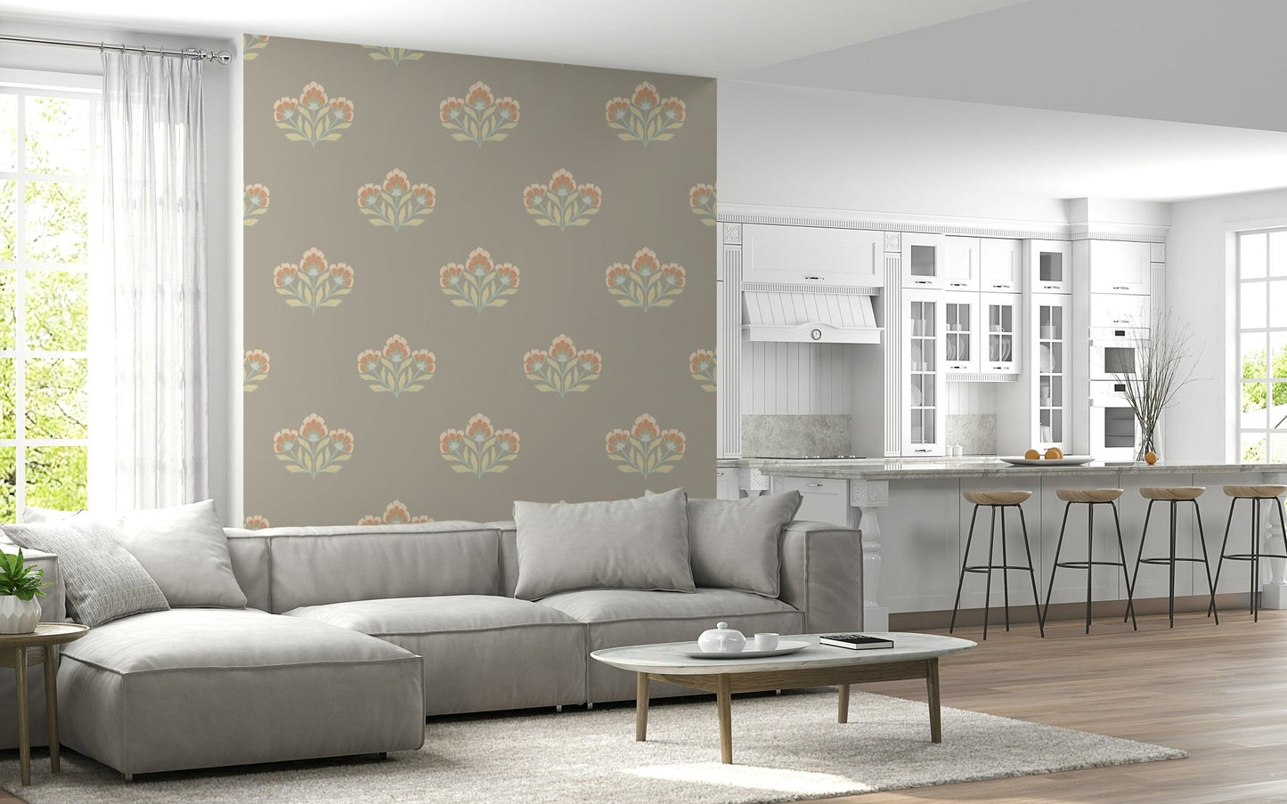 Delicate Symphony appealing wallpaper pattern for relaxed living.