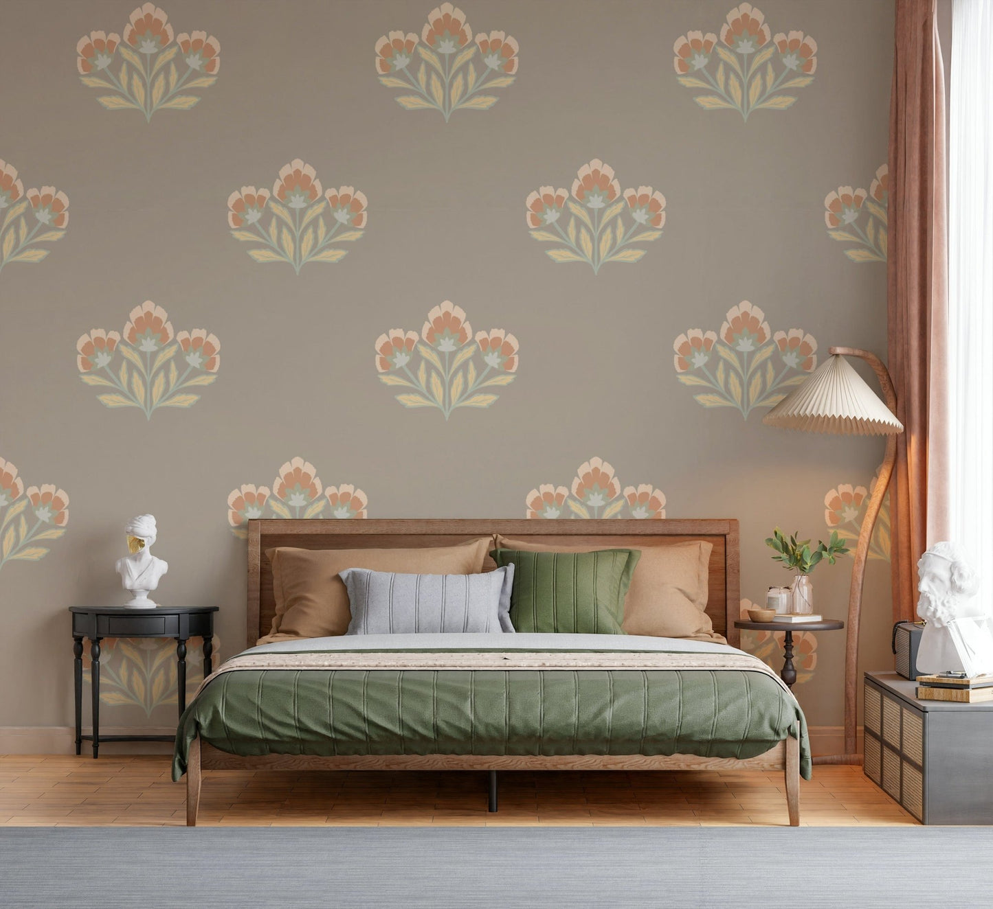 Elegant Symphony classic bedroom wallpaper with subtle blush.