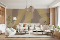 A graceful subtle shape wall mural in cool, tranquil tones.

