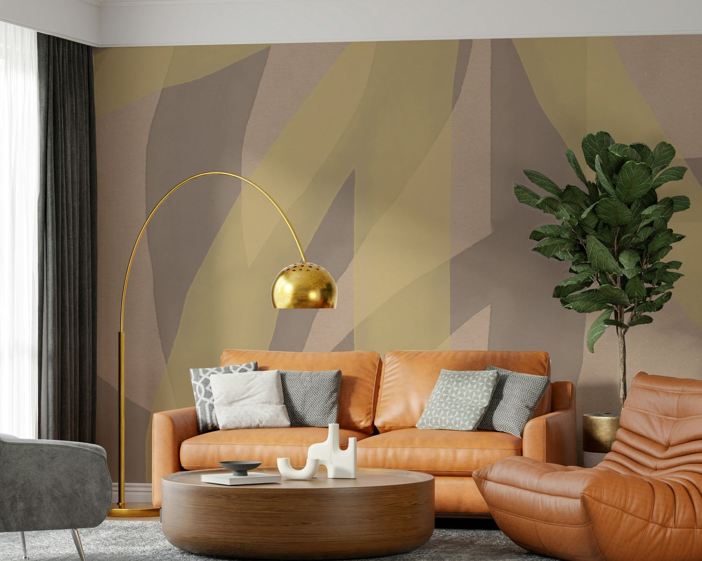 A contemplative fluid design wallpaper mural for a feature wall.

