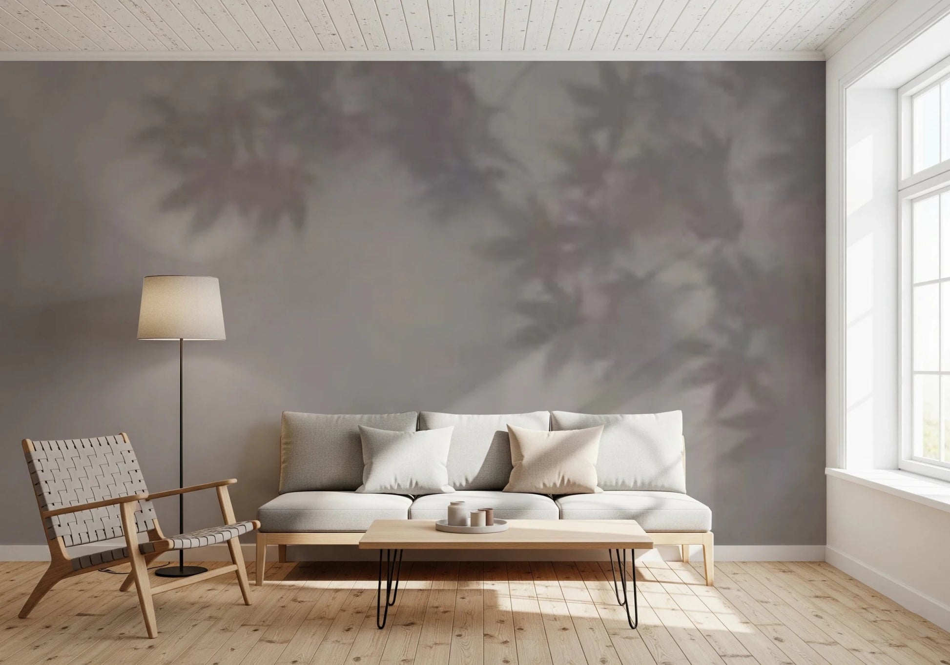 Soft Foliage Haze Wall Mural for contemporary interiors.