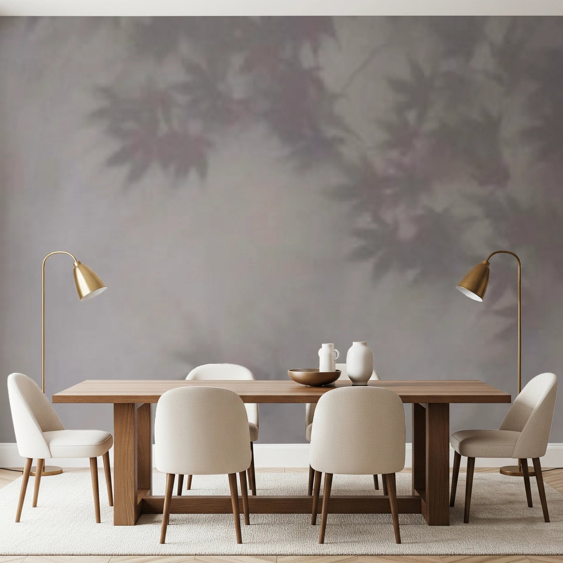 Elegant grey leaf wallpaper for a modern flat or lounge.