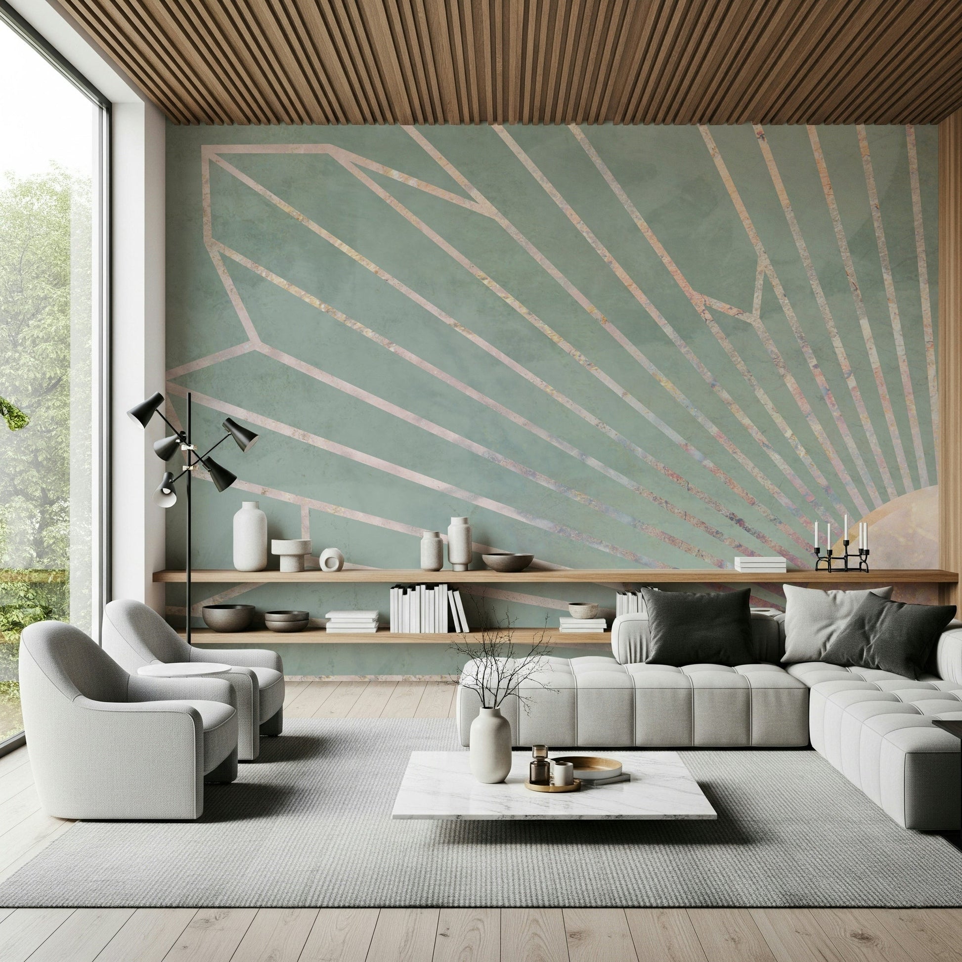 Soft Geo Sunrise Wall Mural -2464593