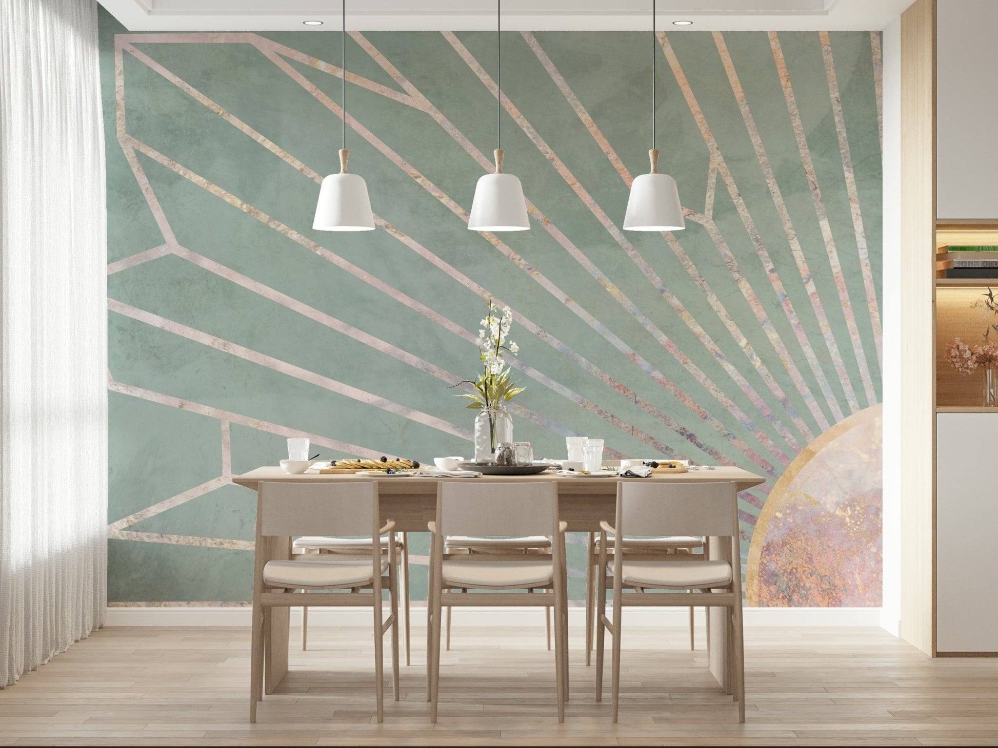 Soft Geo Sunrise Wall Mural -2464593