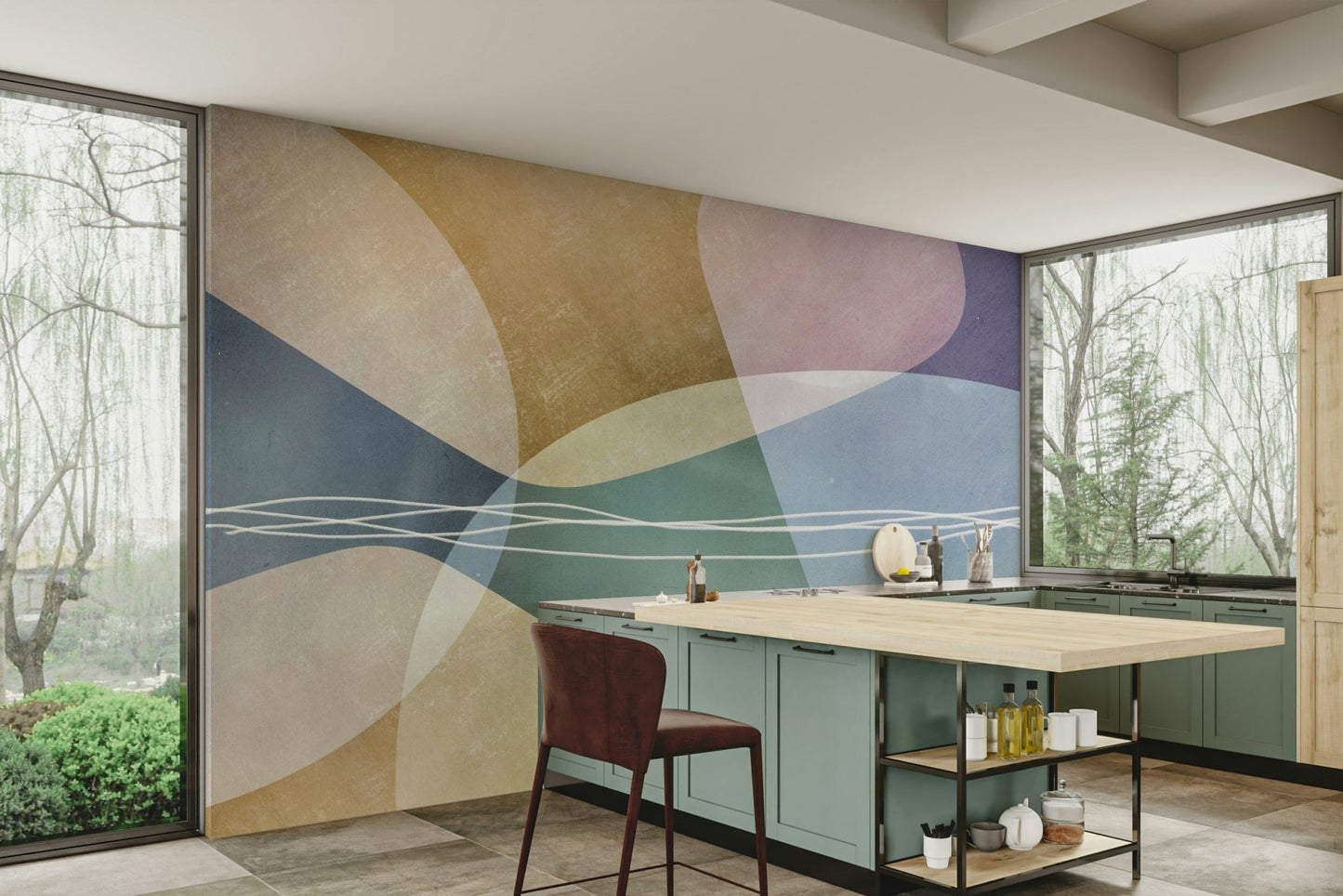 The geometric forms overlap in some places.

