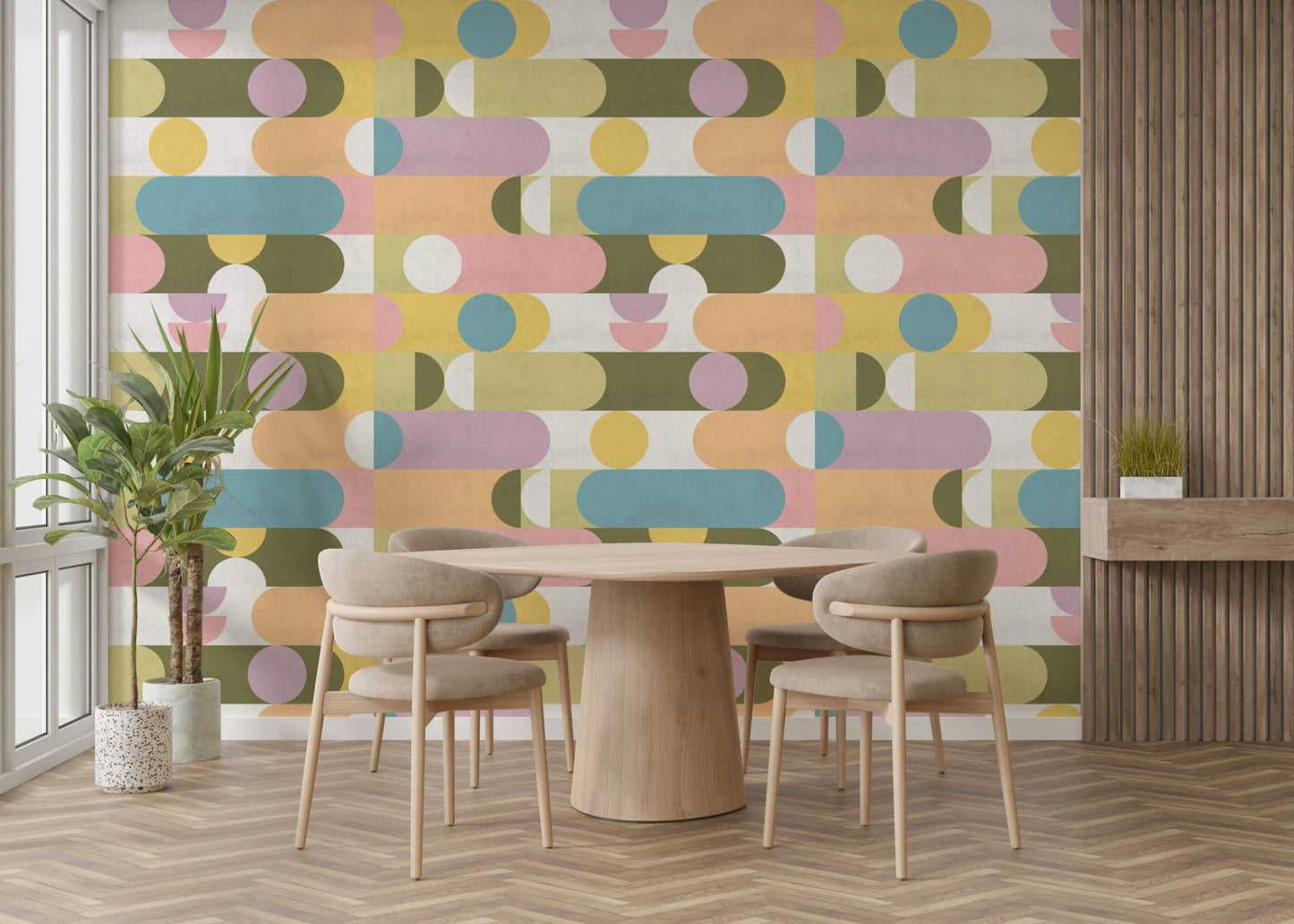 Modern pastel wallpaper with minimalist geometry