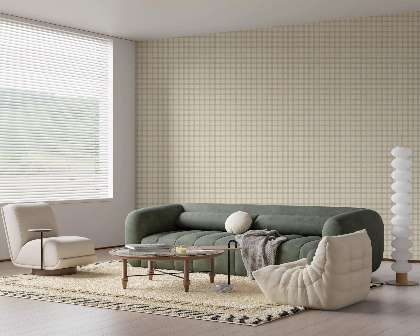 Muted gray Soft Gingham On Canvas Muted Wallpaper with layered check pattern GD9214