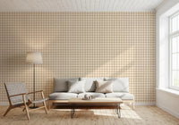 Soft Gingham On Canvas Vintage wallpaper featuring intersecting beige line pattern, GD9215