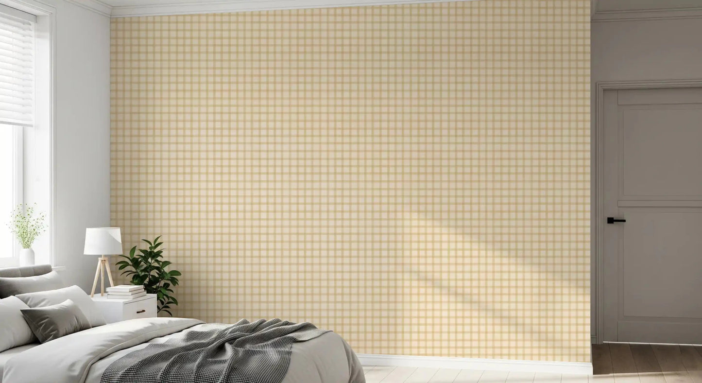 Subtle beige plaid styling makes Soft Gingham On Canvas Wallpaper feel balanced GD9213