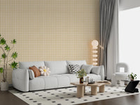 A soft checked layout defines Soft Gingham On Canvas Wallpaper in neutral tones ⁠GD9213
