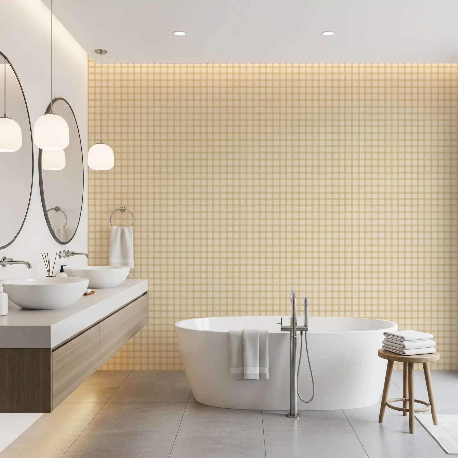 Light woven texture adds depth to Soft Gingham On Canvas Wallpaper on walls ⁠GD9213