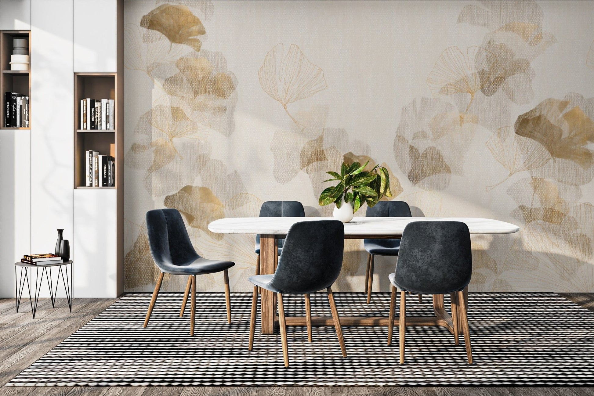 Sophisticated Ginkgo Leaf Wall Covering
