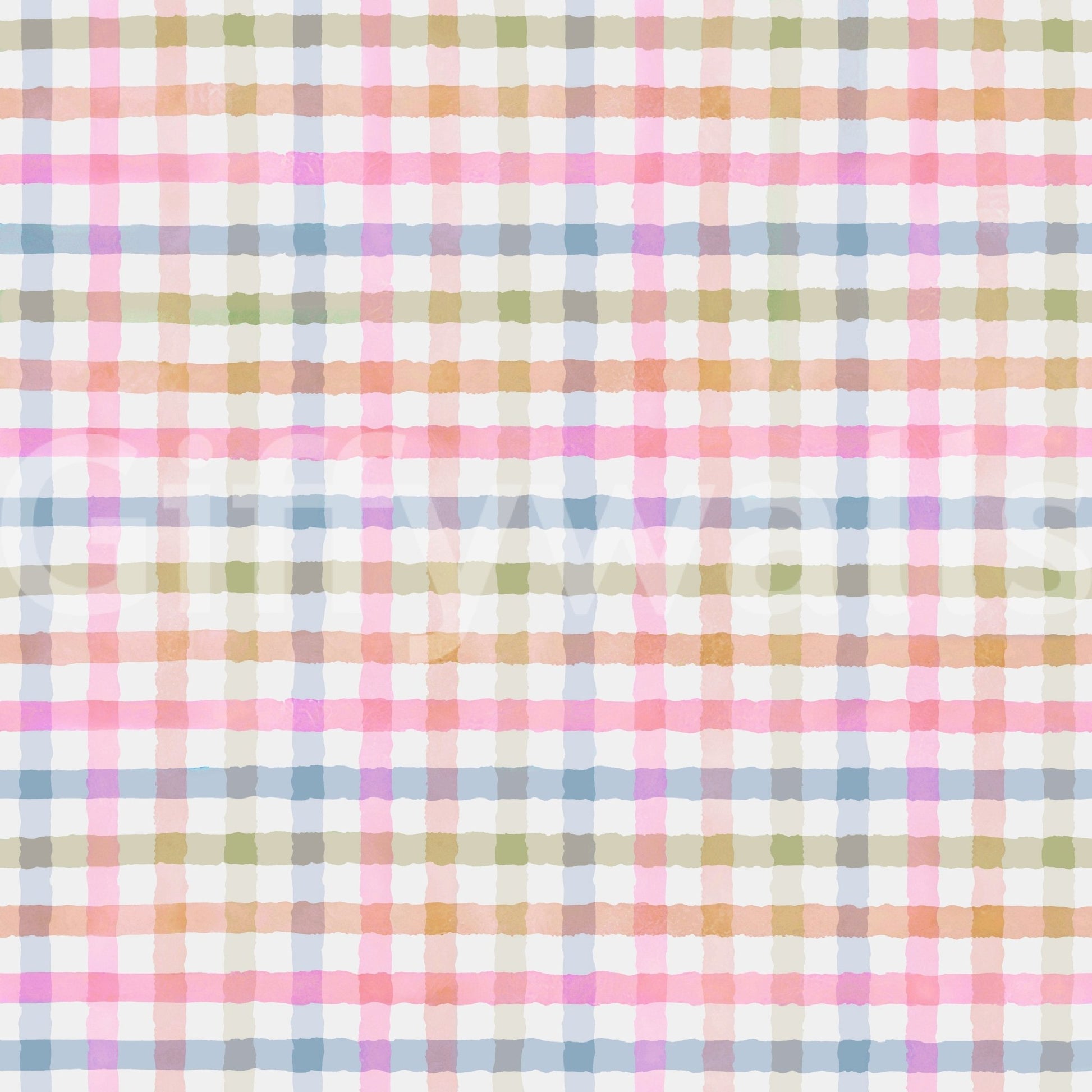 Soft pink and beige gingham wallpaper

