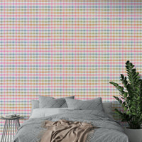 Mural wallpaper with relaxed plaid pattern

