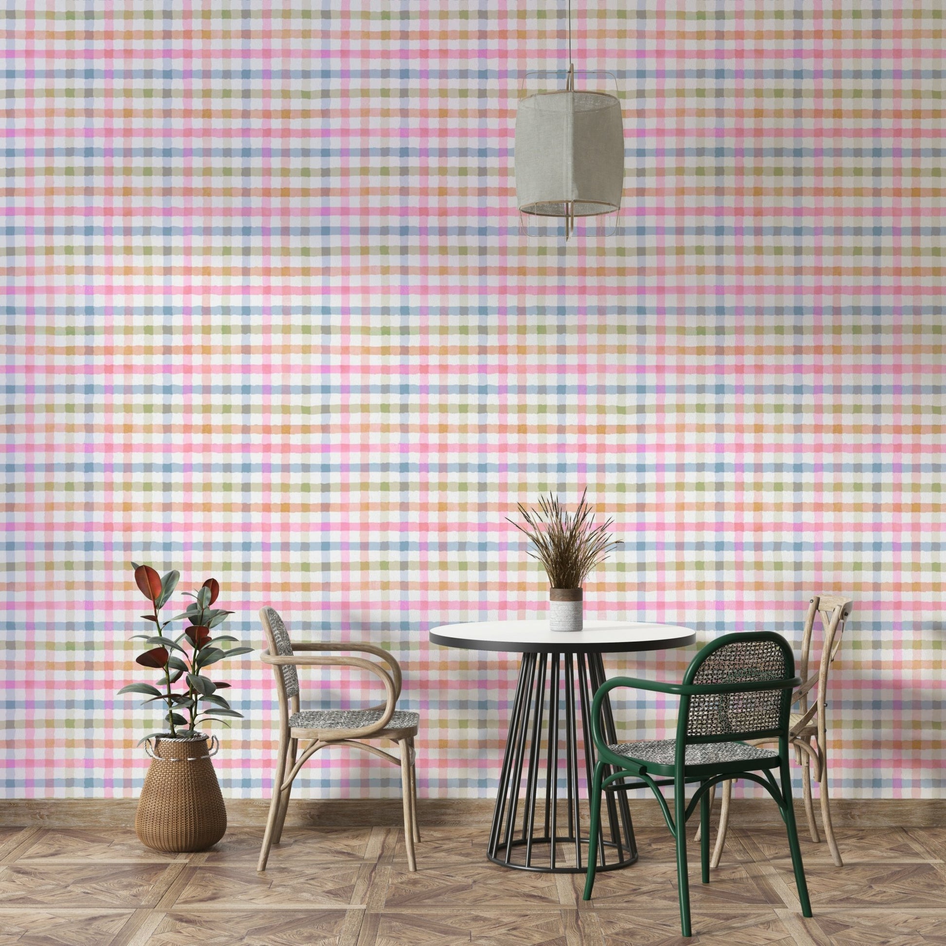 Pastel plaid wallpaper with brushstroke texture

