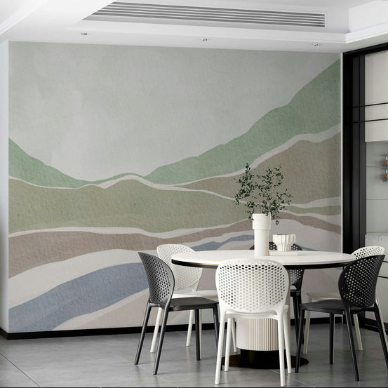 Soft Hills wall mural on living room wall, GD1070