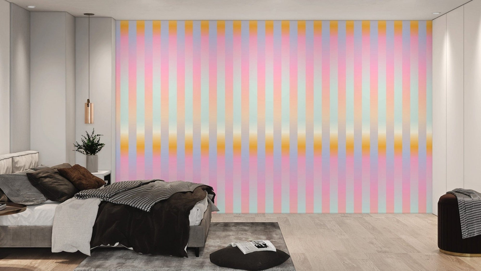 Modern Soft-Hued Striped Elegance Wallpaper, AN33