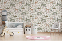 Classic wildlife wallpaper with foliage
