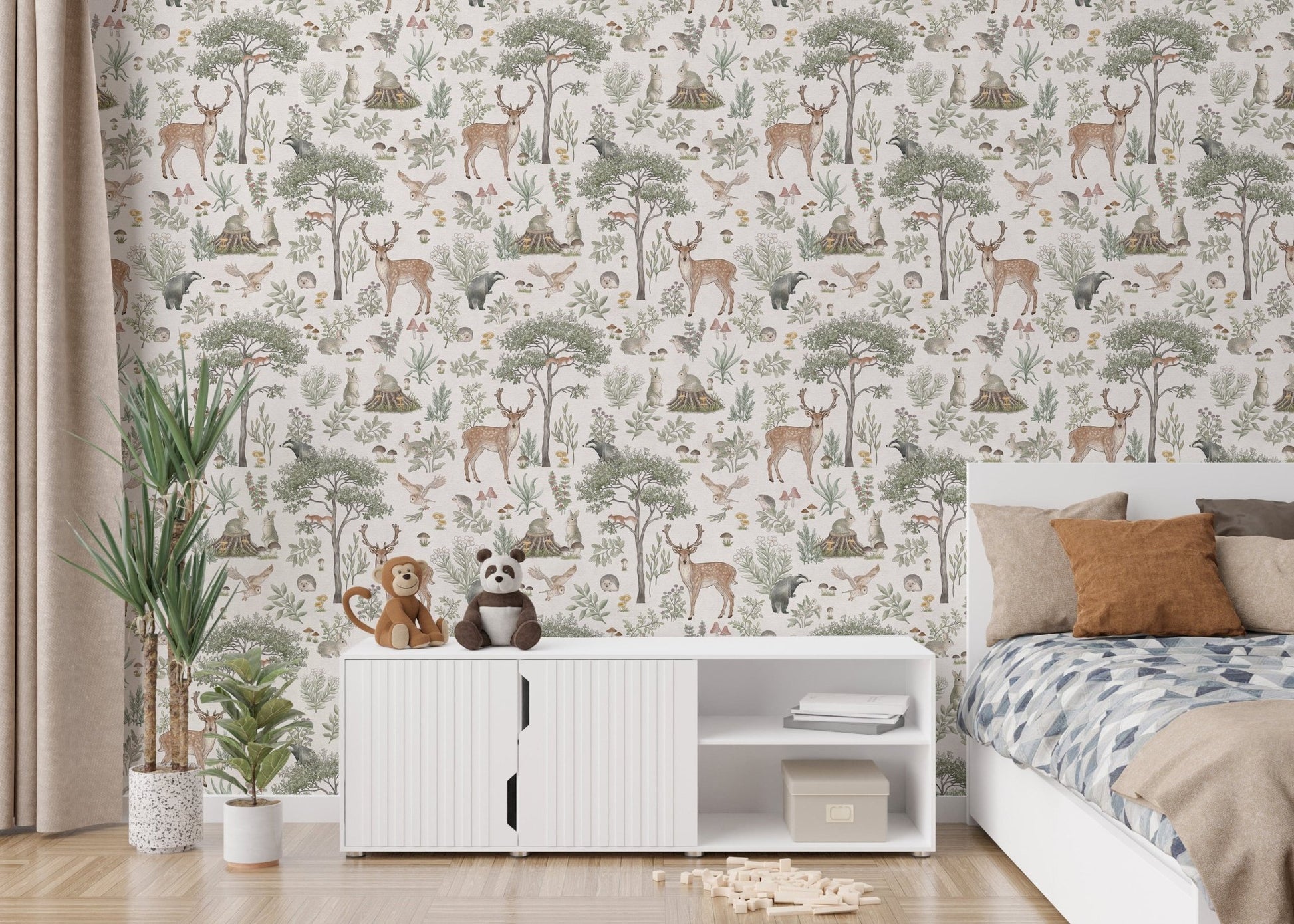 Ivory woodland wallpaper for interiors
