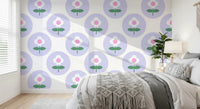 Constant repeat of the floral circles on this Soft Lavender Bloom wallpaperGD9454