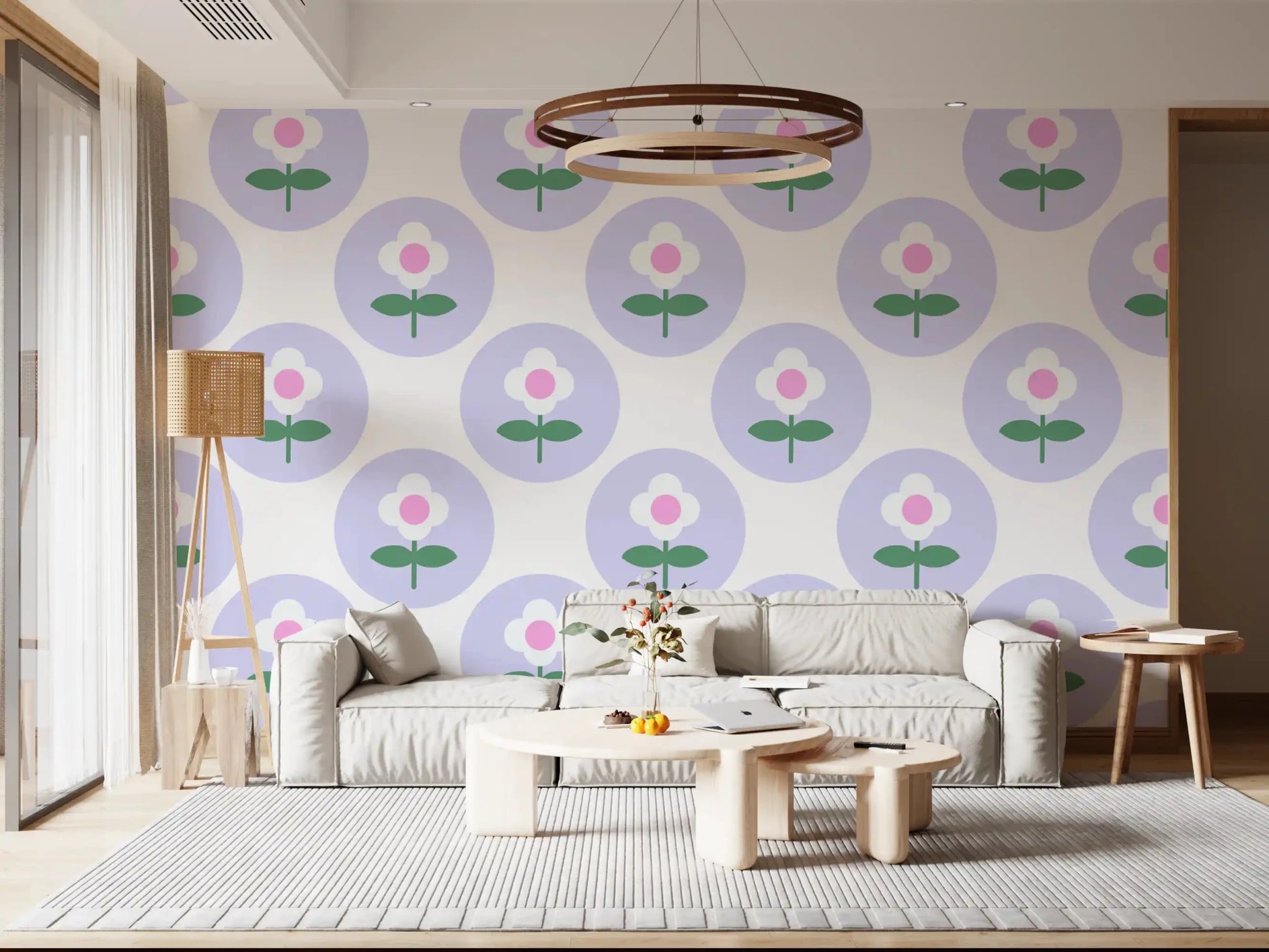 Lavender Bloom wallpaper used for a wall in a cheerful Living room⁠ GD9454