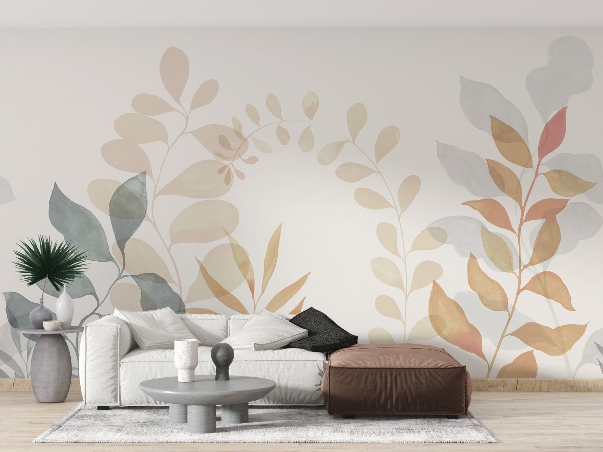 Soft Leaves Wall Mural - Giffywalls