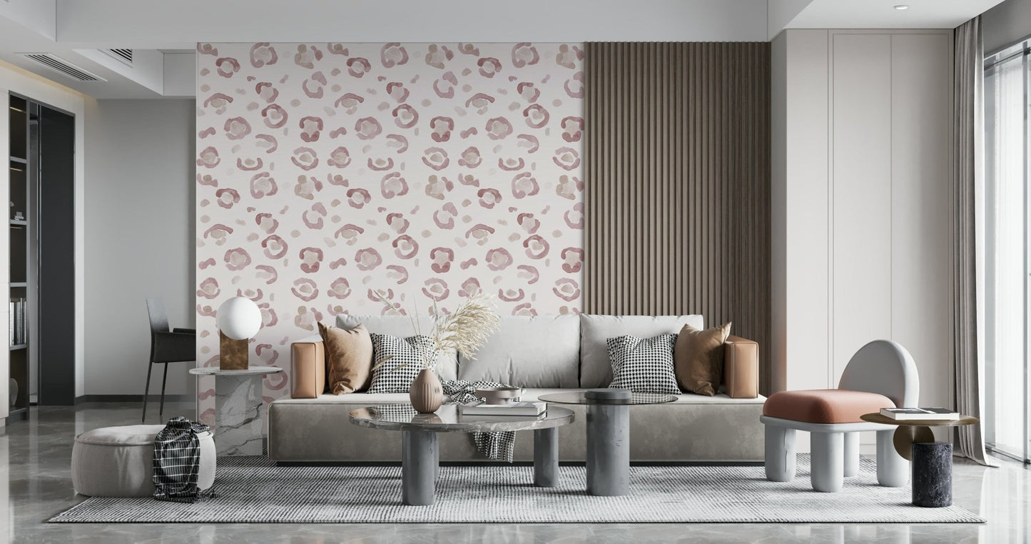 Textured watercolor style of the appealing Soft Leopard Print Wallpaper print.