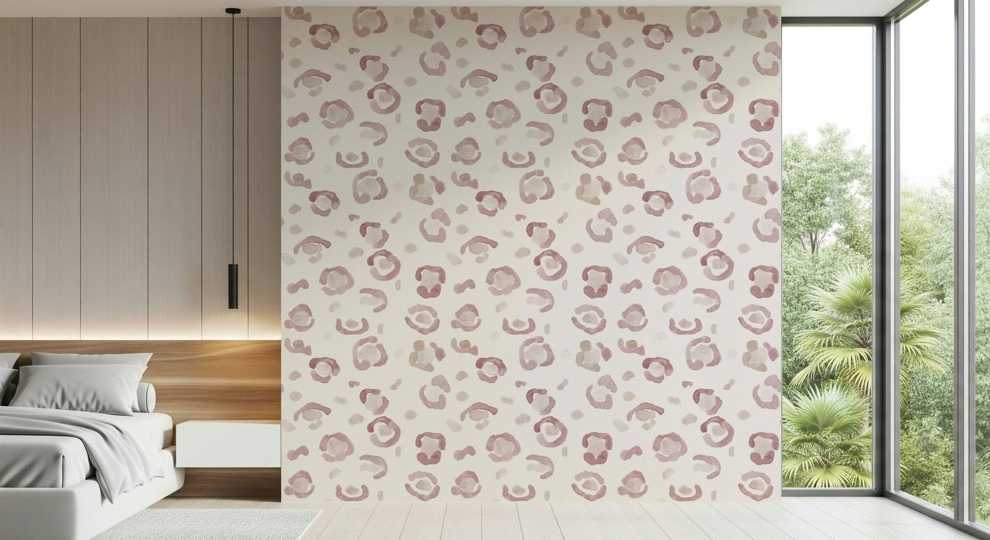 Soft pink and beige animal pattern of the Soft Leopard Print Wallpaper.