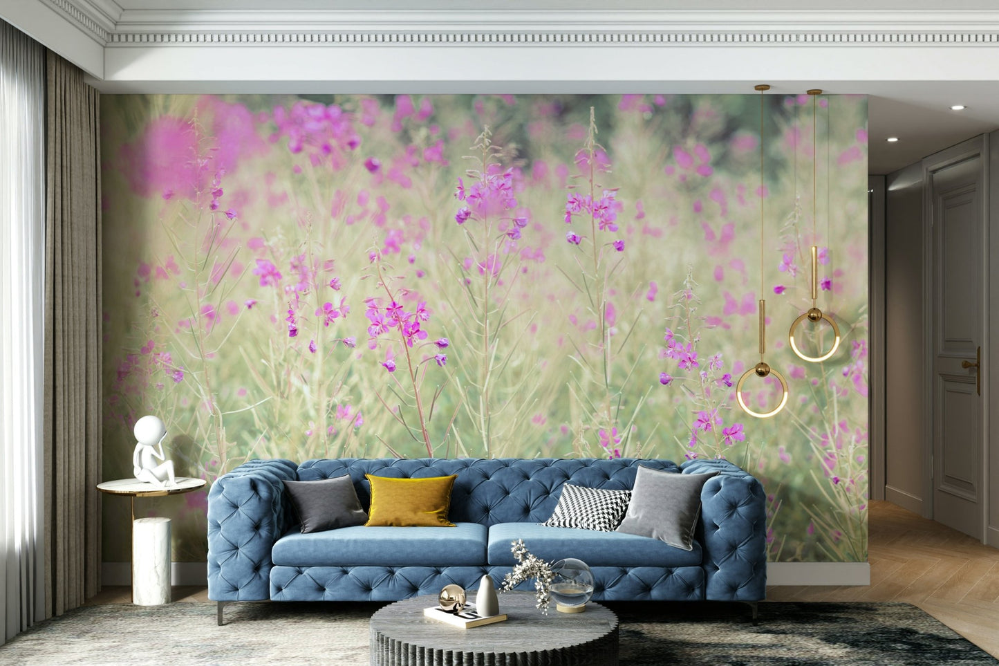 Earthy floral mural wallpaper
