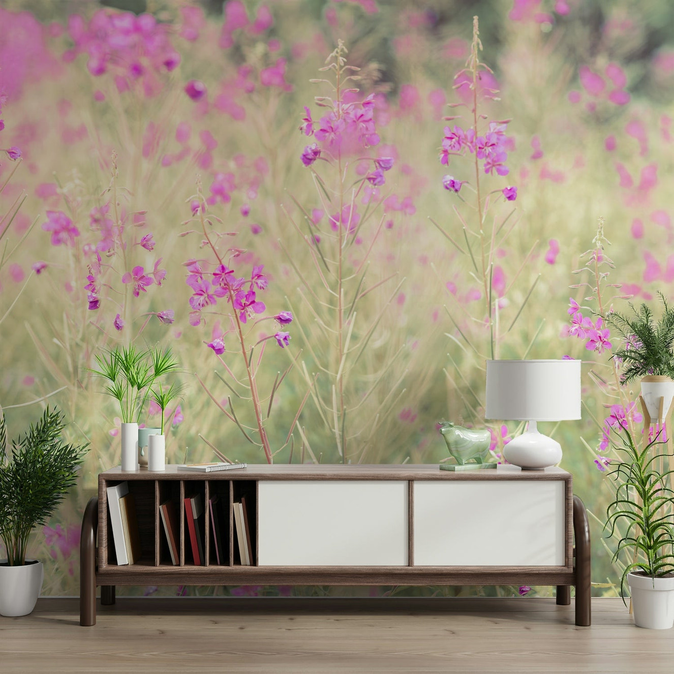 Soft meadow hues mural wallpaper
