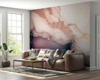 Artistic render of the Soft Mineral Hues Purple Wall Mural in a quiet nursery.