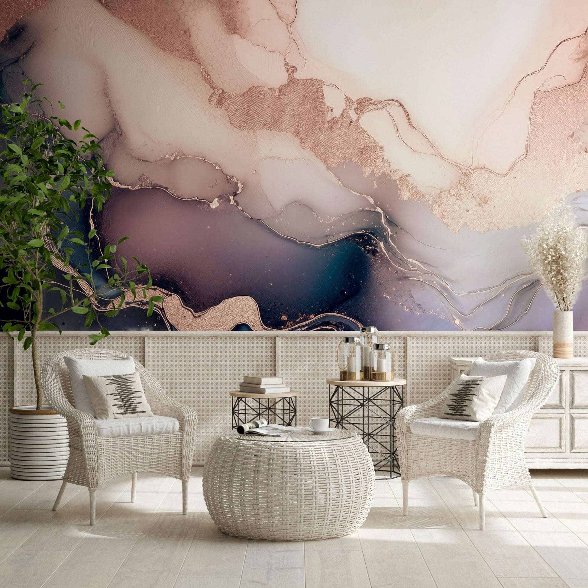 Subtle texture and soft lighting on the Soft Mineral Hues Purple Wall Mural.