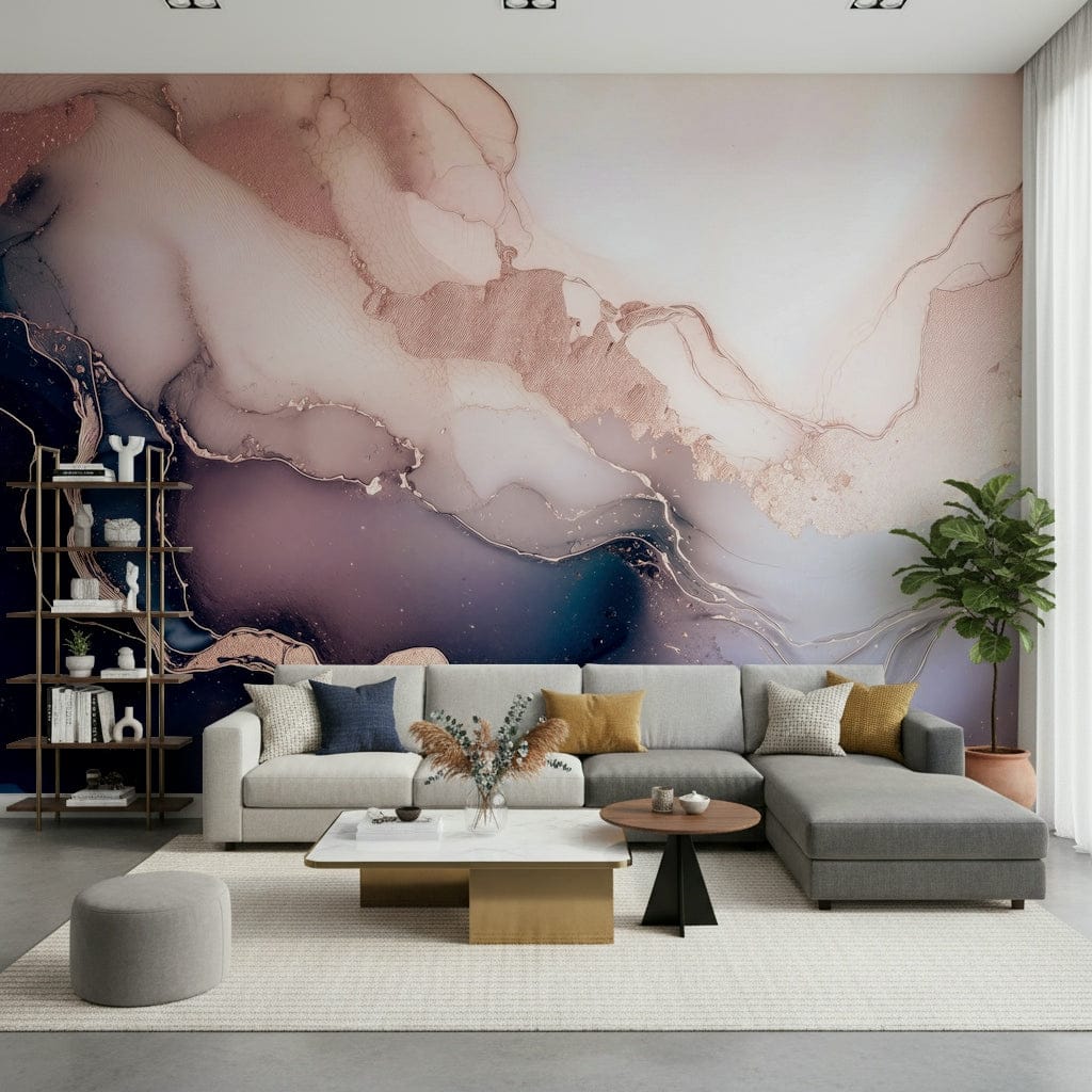 Home office decor using the serene Soft Mineral Hues Purple Wall Mural design.