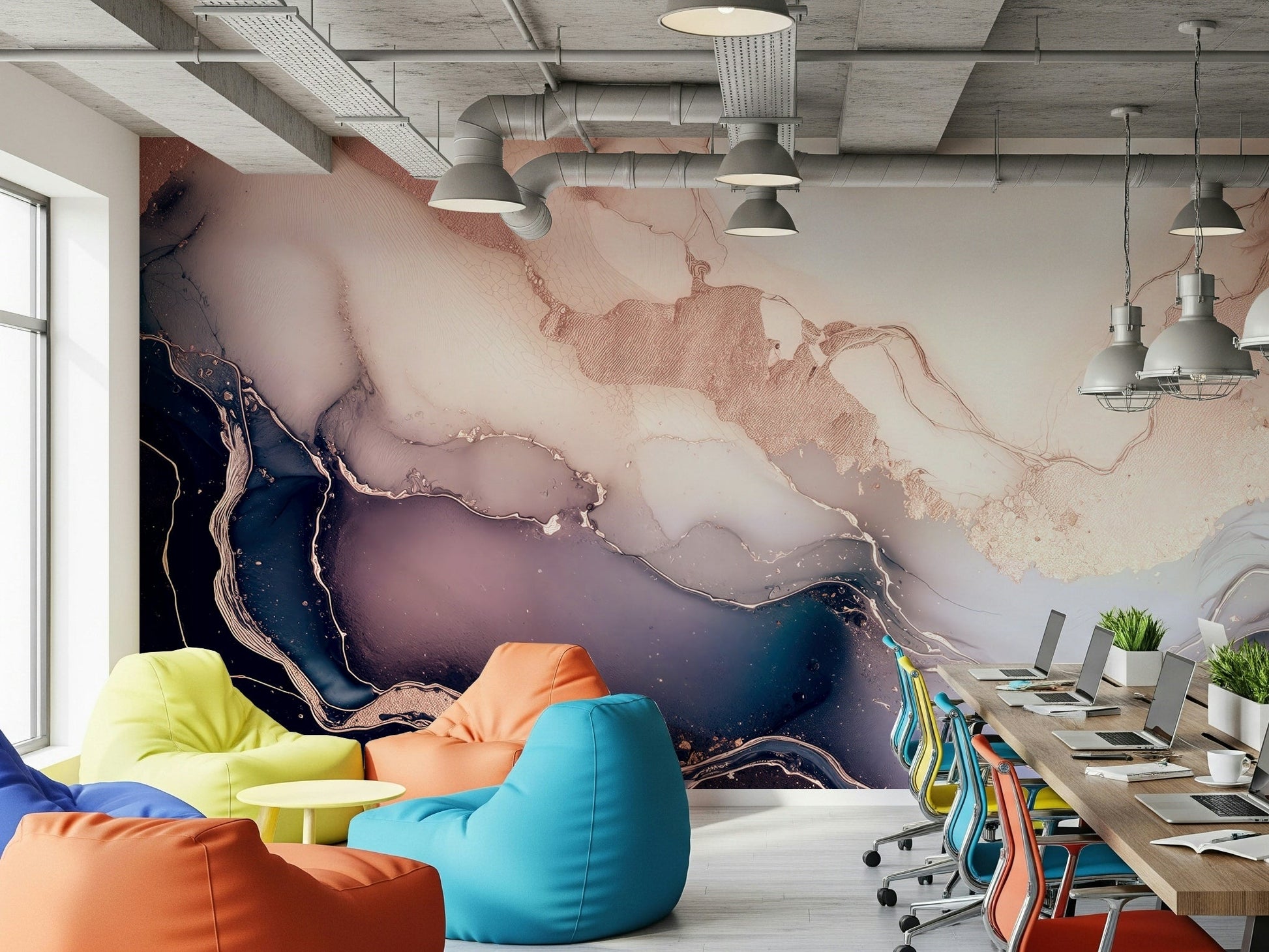 Shades of lavender and violet forming the elegant Soft Mineral Hues Wall Mural.