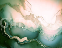 Contemporary furniture complementing the soft Soft Mineral Hues Sage-Rose Wall Mural.