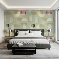 Bedroom styled Soft Modern Shapes mural geometric design