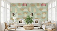Soft Modern Shapes wall mural with pastel geometric forms