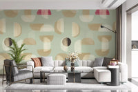Living room Soft Modern Shapes wall mural pastel pattern