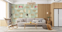 Soft Modern Shapes mural showing layered shape pattern