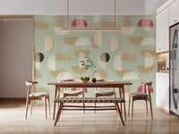 Minimal pattern wall mural Soft Modern Shapes design