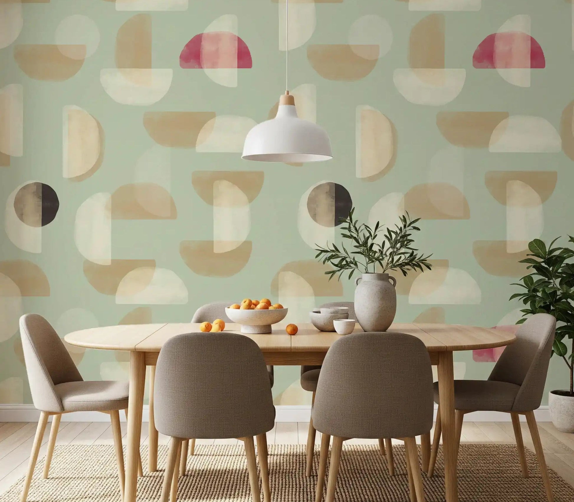 Dining room wall Soft Modern Shapes mural modern pattern look