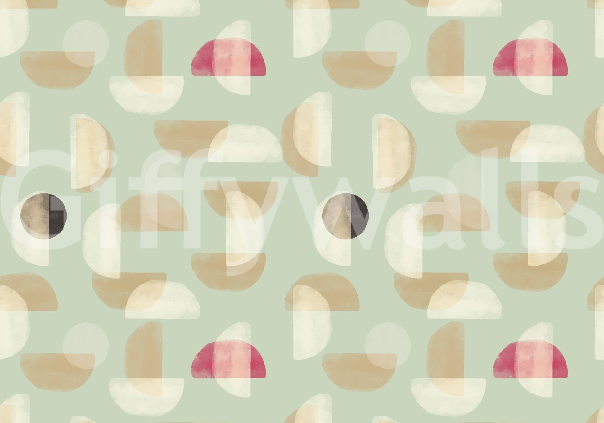 Soft Modern Shapes mural featuring pastel tone geometry