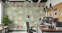 Soft Modern Shapes wall mural with curved form layout