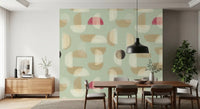 Modern geometric wall mural Soft Modern Shapes soft colors