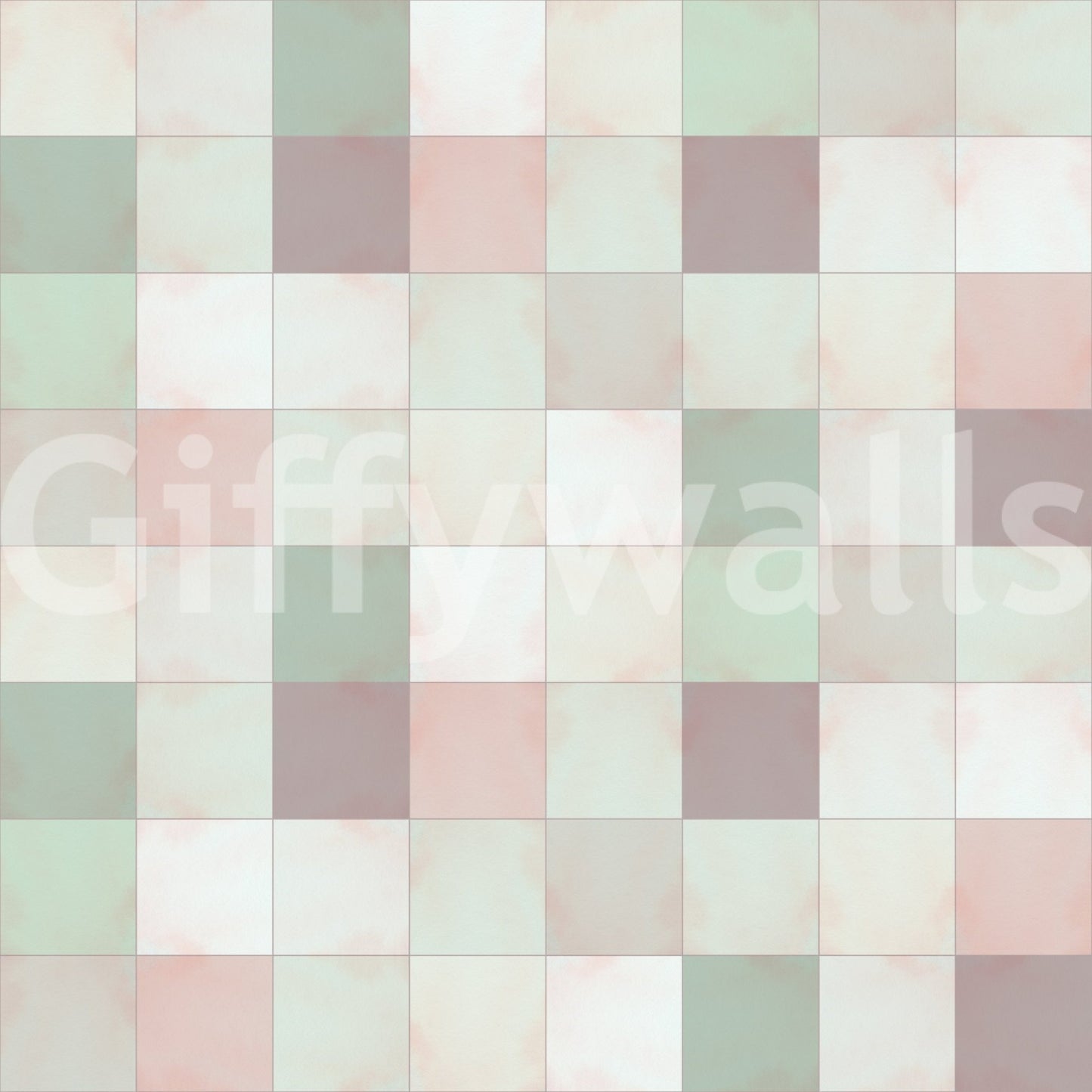 Children's nursery with the gentle sage green square-patterned wall.