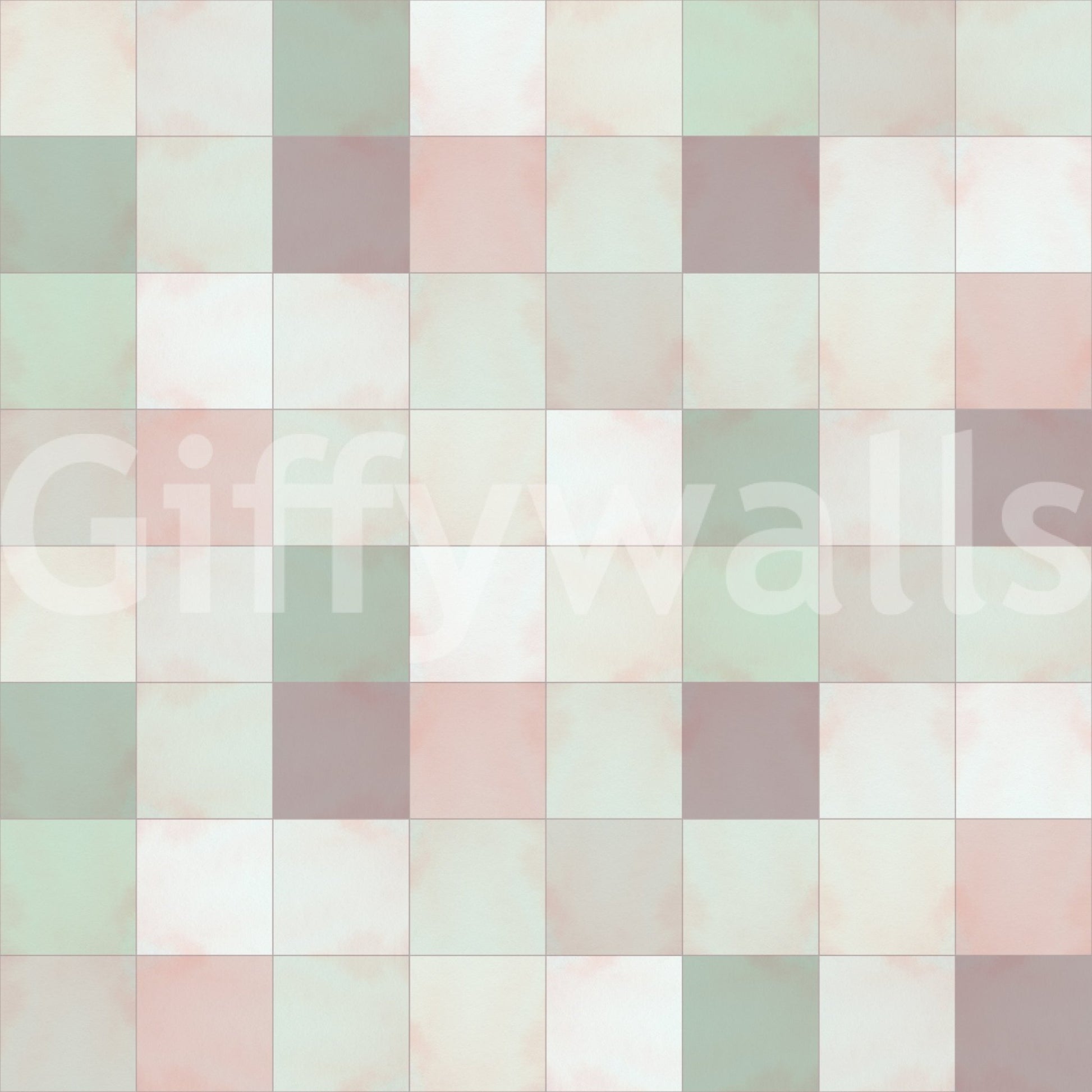 Children's nursery with the gentle sage green square-patterned wall.