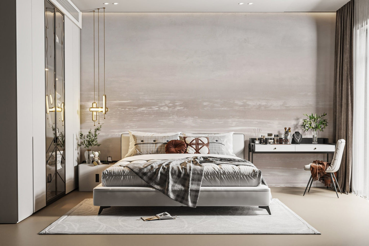 Soft taupe abstract wallpaper mural
